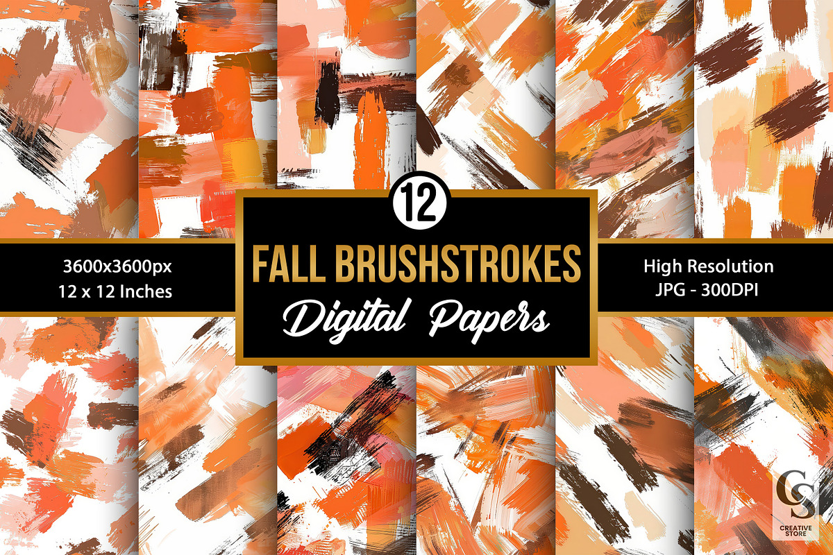 Fall Abstract Brushstrokes Patterns, a Pattern Graphic by Creative Store (Photo 1 of 4)
