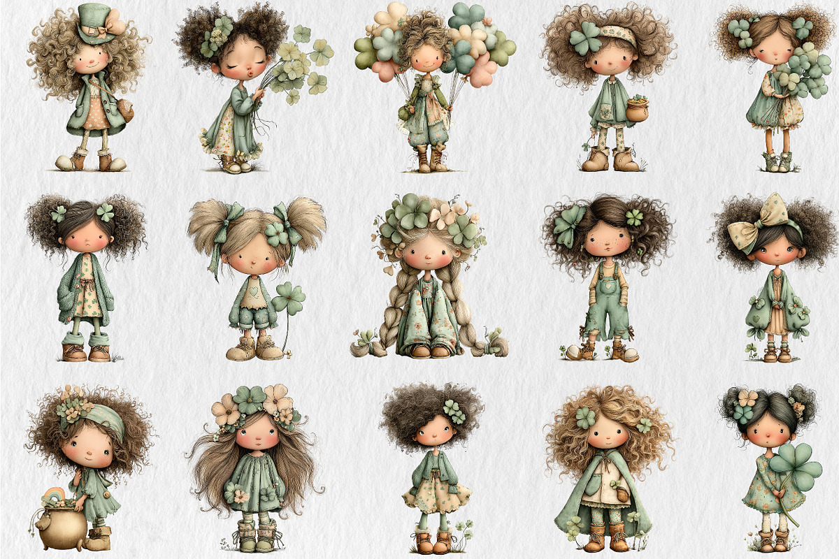 Whimsical St Patrick's Day Girl Clip, a Seasonal Illustration by Rose Art (Photo 3 of 6)