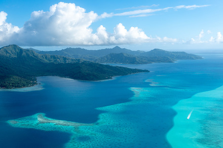 Aerial view of Tahaa island, French Polynesia, with turquoise la, a Nature Photo by GoodGoods