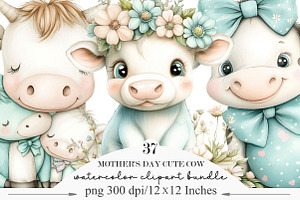 Mother's Day Cute Cow Clipart, an Illustration by Designking