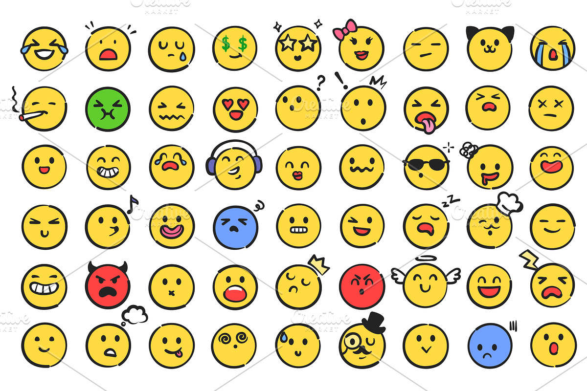 Emoji doodle. Cute faces and, an Object Illustration by winwin.art
