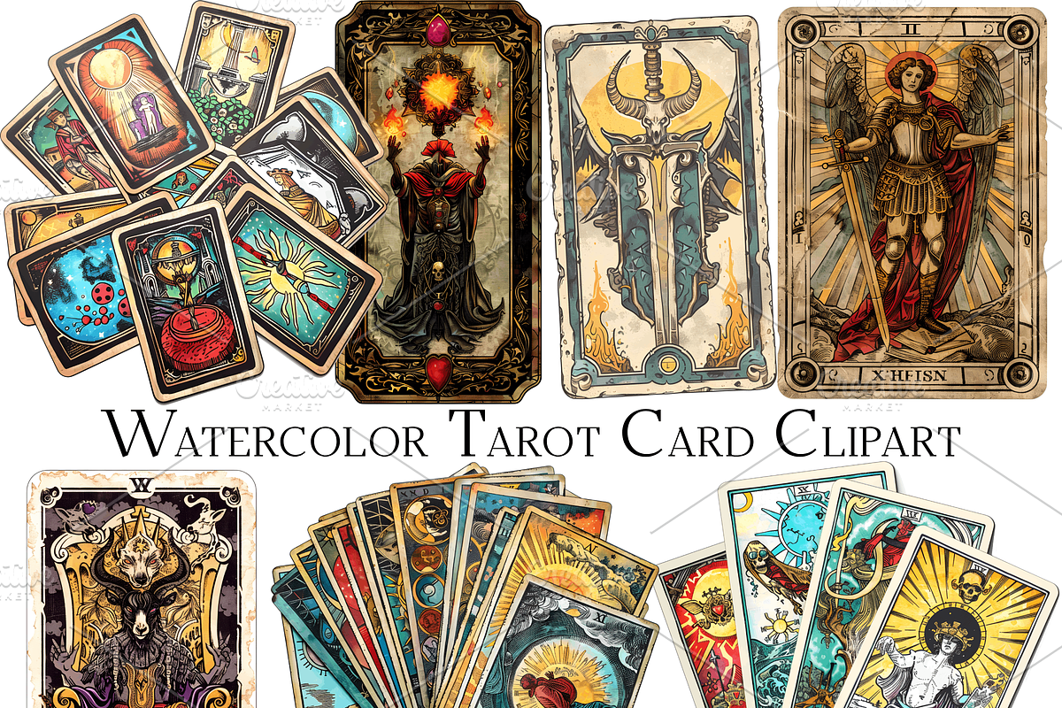 Watercolor Tarot Cards Clipart, an Object Graphic by ArtisticTimberStudio (Photo 1 of 2)