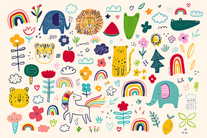 Baby hand drawn animals collection, an Animal Illustration by MoleskoStudio