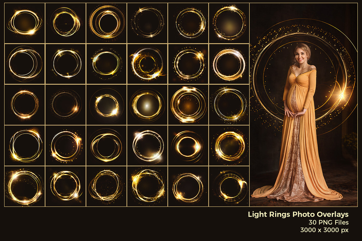 Golden Rings Light Overlays, a Layer Style Add-On by HappyNews (Photo 3 of 5)