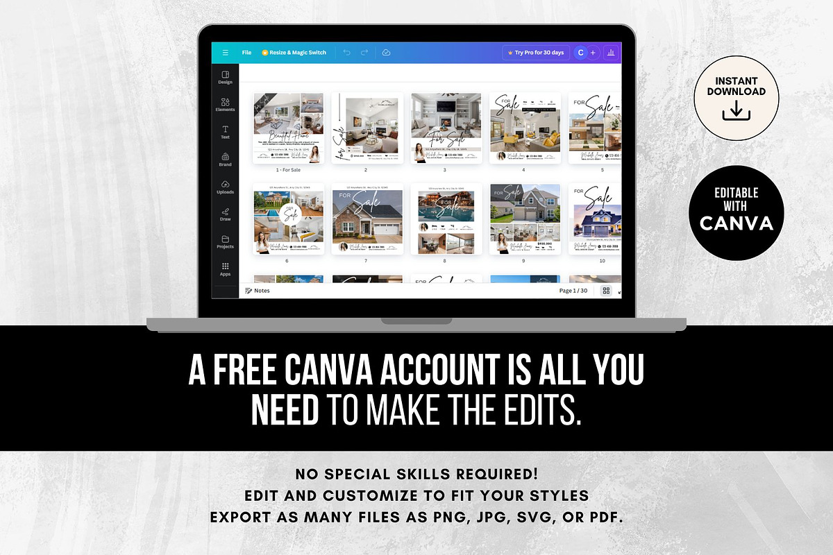 Real Estate For Sale Instagram Posts, a Social Media Template by CreativeVinesStore (Photo 6 of 6)