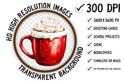 Watercolor Christmas Hot Cocoa PNG, an Illustration by Craft Nest (Thumbnail 2 of 7)