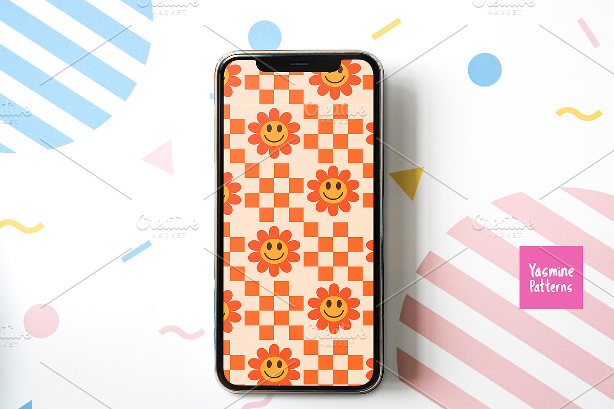 Checkered Flowers Patterns Volume 2, a Pattern Graphic by Yasmine Patterns (Photo 7 of 10)