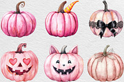Pink Halloween Pumpkin Clipart, an Illustration by Black Bird Studio (Thumbnail 4 of 6)