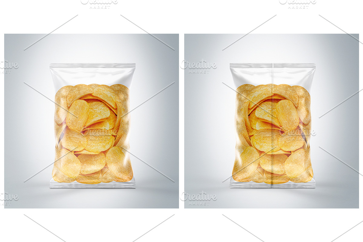 Clear Plastic Bag With Chips Mockup, a Packaging Mockup by Moonlight Creative (Photo 2 of 6)