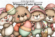 Whimsical Easter Beaver Clipart, a Seasonal Illustration by HueNestify (Thumbnail 1 of 3)