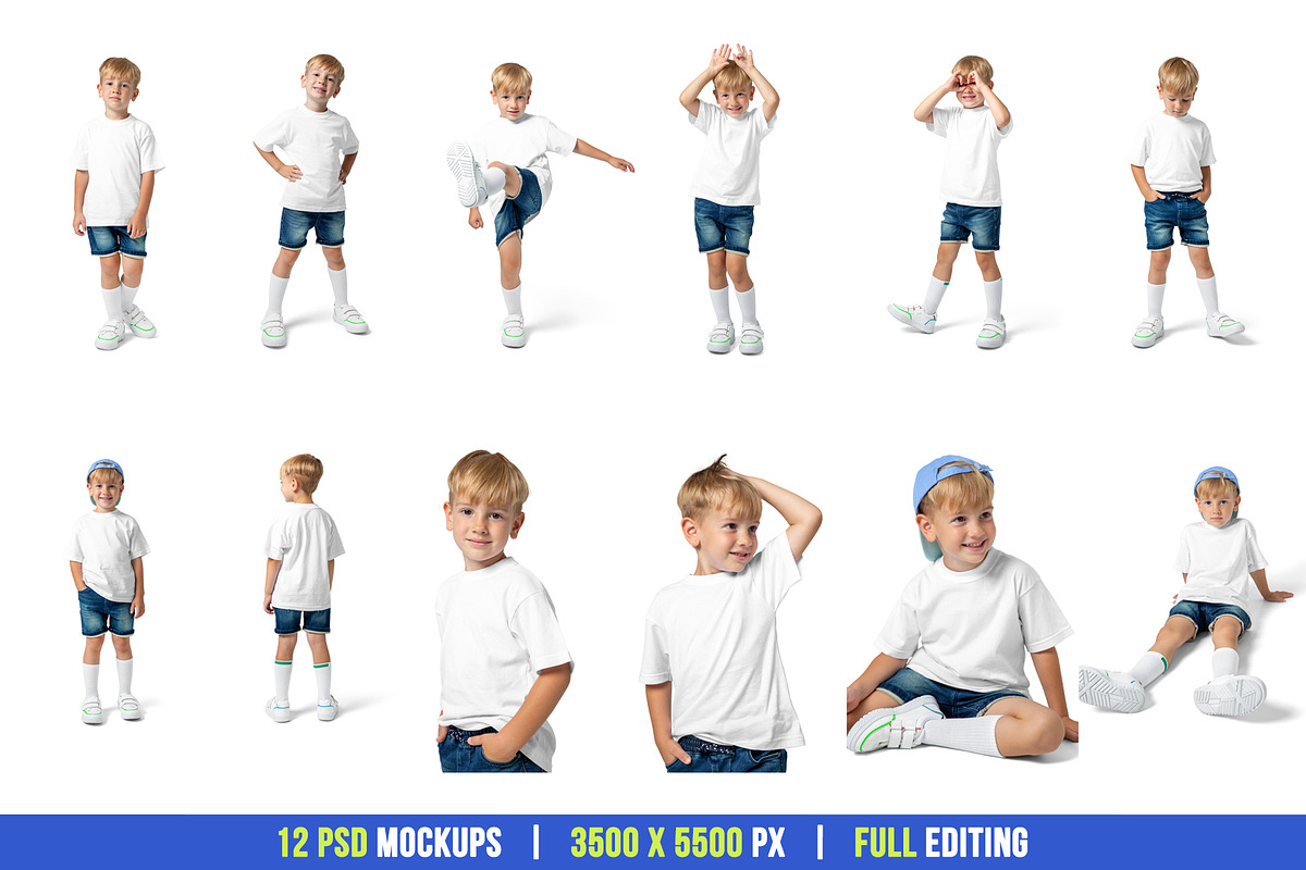 Realistic Kids Boy T-Shirt Mockups, a Shirt Mockup by Hi, Mock-Up! (Photo 12 of 12)