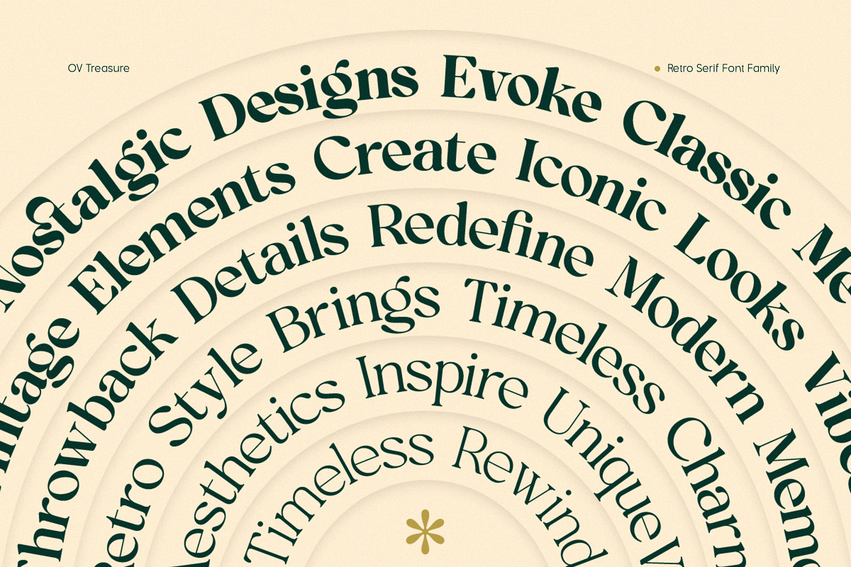OV Treasure Retro Serif Font Family, a Serif Font by OV Type (Photo 8 of 21)