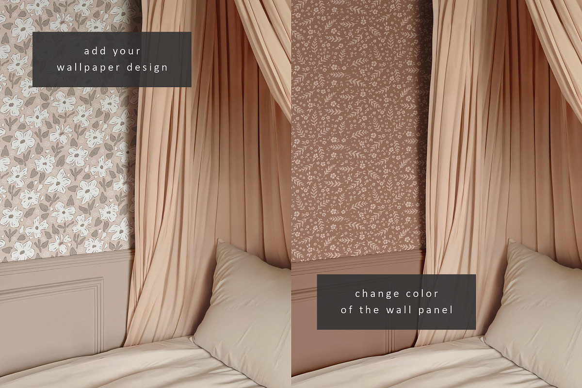 Vintage Bedroom Wallpaper Mockup, a Household Mockup by LinnestCreative (Photo 3 of 5)