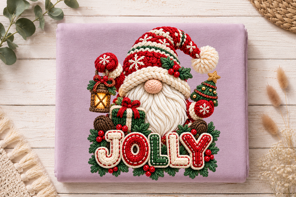 Christmas Gnome Faux Yarn Design, a Seasonal Illustration by Vachira Digital Studio (Photo 4 of 10)