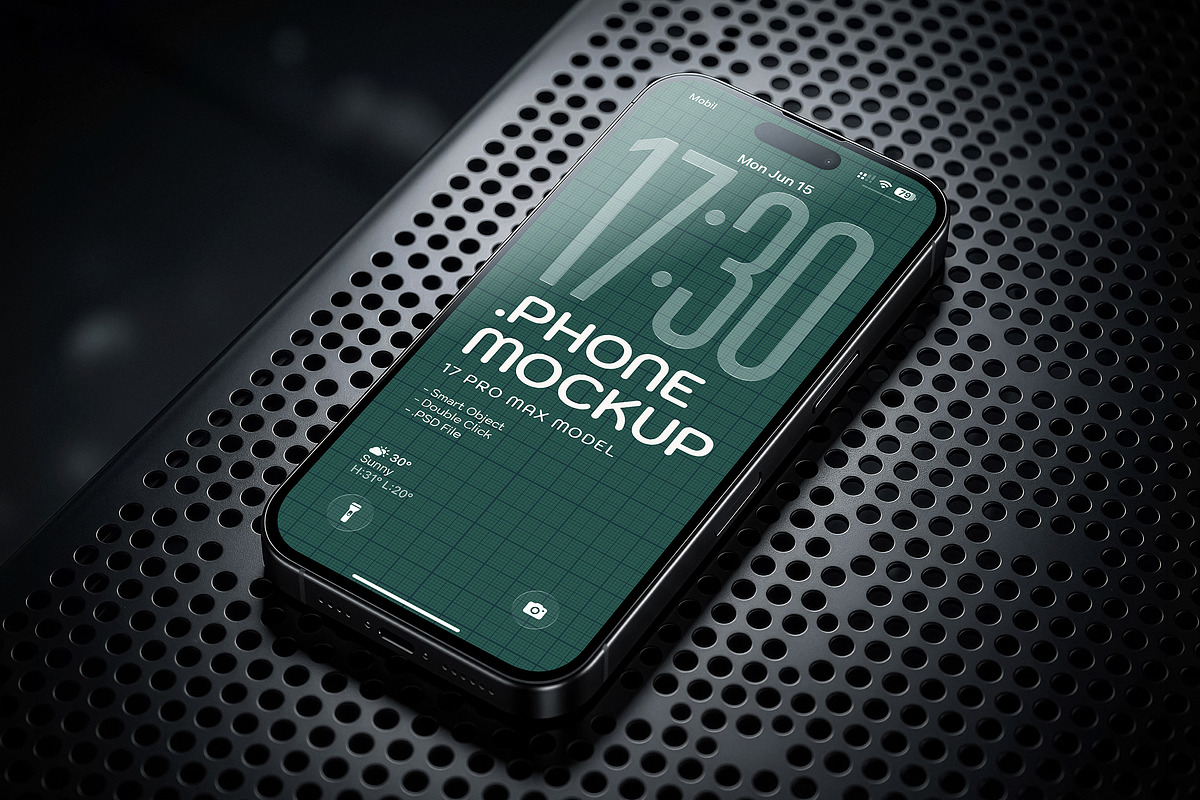 Mobile Phone Mockup Perforated Metal, an iPhone Mockup by smishura (Photo 2 of 13)