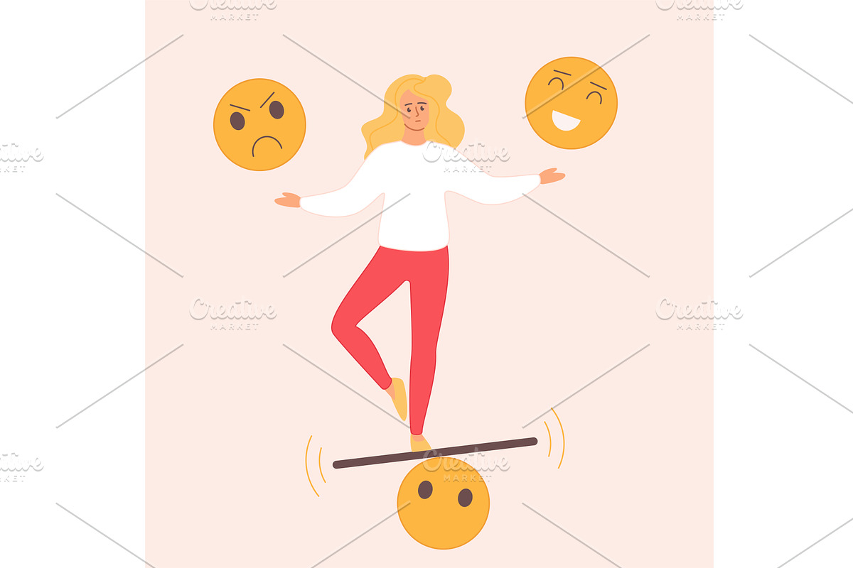 Emotion control mental balance, a Person Illustration by Lemberg Vector