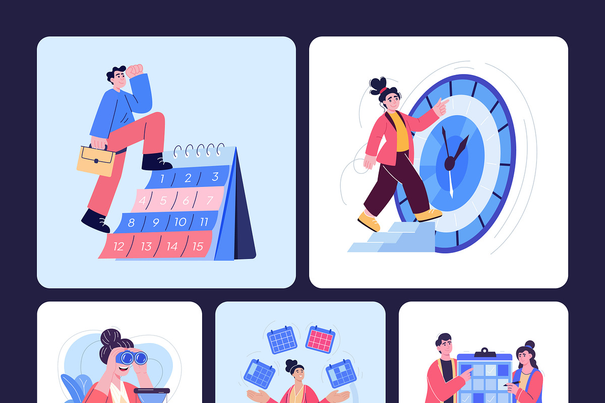 Time Management Illustration Art Set, a Work Illustration by Creative Stall (Photo 10 of 10)