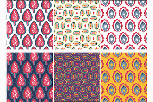 India Watercolor Seamless Patterns