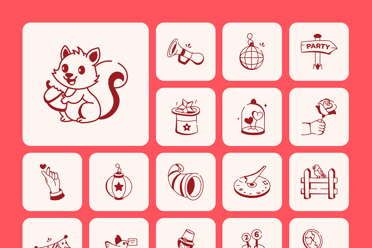 Love and Celebration Doodle Icons, an Outline Icon by Prosymbols (Photo 13 of 13)