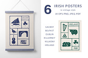 Irish Travel Posters, Hand-Drawn Art, a Background Graphic by danceyourlife (Thumbnail 1 of 5)