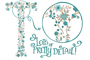 Vintage Blue Floral Alphabet