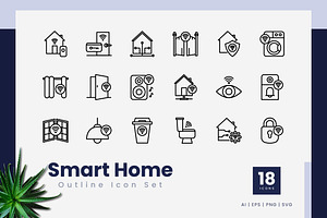 Smart Home Outline Icons, an Outline Icon by Zeer Graphic