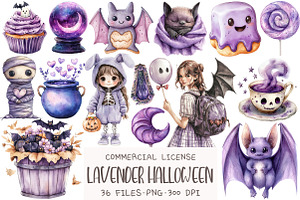 Lavender Halloween Clipart, an Illustration by OK Design