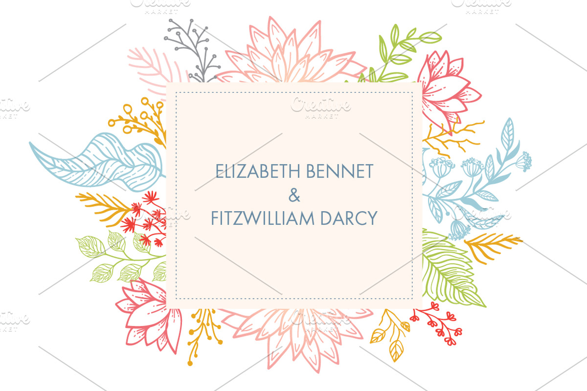 Vector Flower Illustration and Frame, a Decorative Illustration by AnzhelikaGerman (Photo 1 of 4)