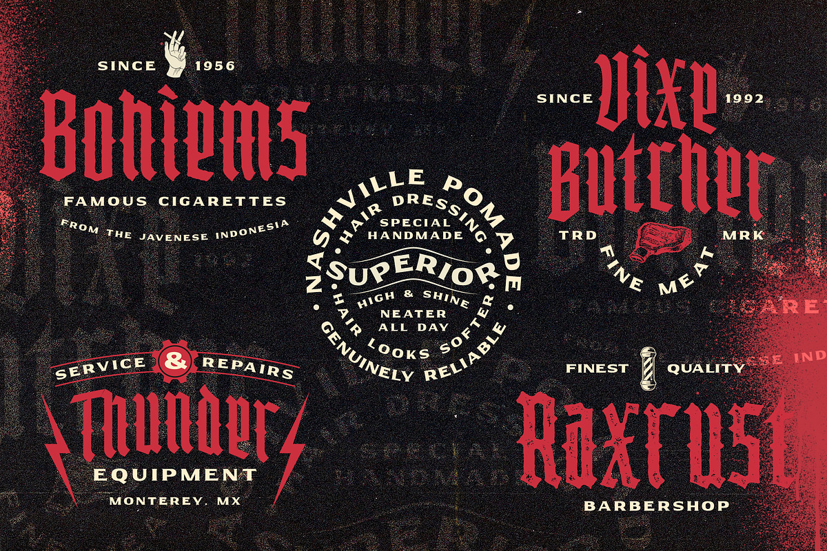 Armistice Condensed Blackletter, a Blackletter Font by Angin Studio (Photo 7 of 17)