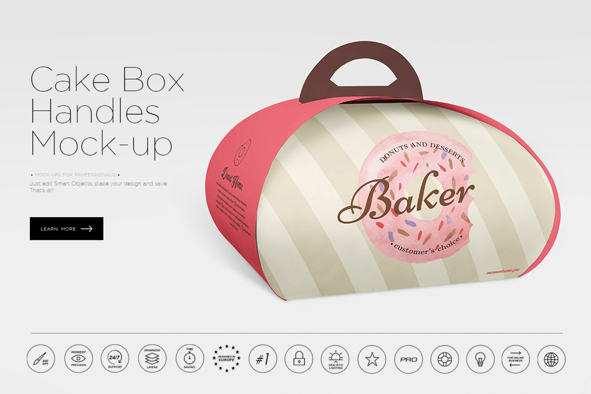 Cake Box Handles Mock-up, a Packaging Mockup by Denny's Mock-ups (Photo 1 of 4)