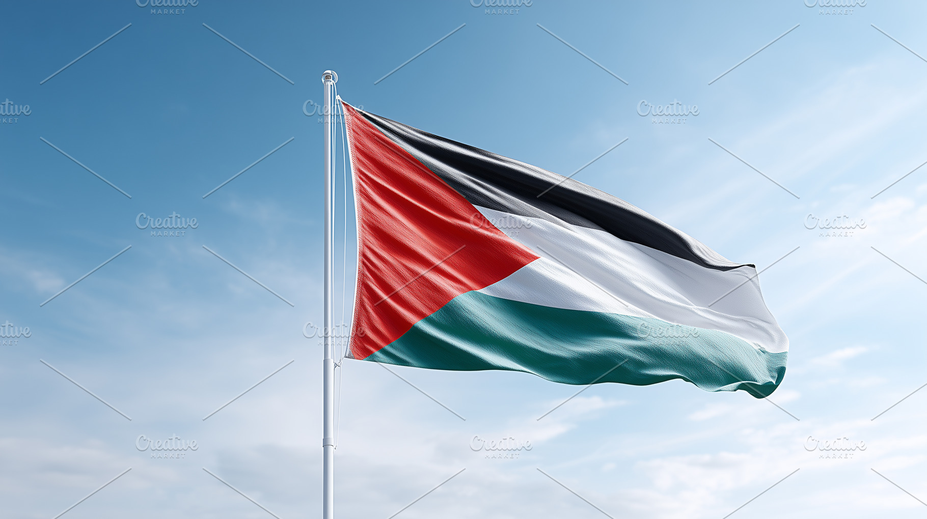 Palestinian flag waving on blue sky, a Background Photo by MistyDay