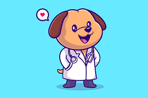 Cute Dog Doctor With Stethoscope, an Animal Illustration by Catalyst Labs