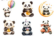 Cute Panda Sublimation Clipart, an Illustration by Watercolor design (Thumbnail 2 of 4)