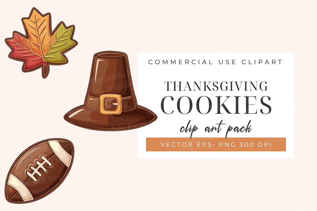 Thanksgiving Cookie Clipart & Vector, an Illustration by Printable Pretty Studio (Photo 2 of 3)