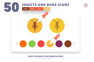 50 Insects And Bugs Icons