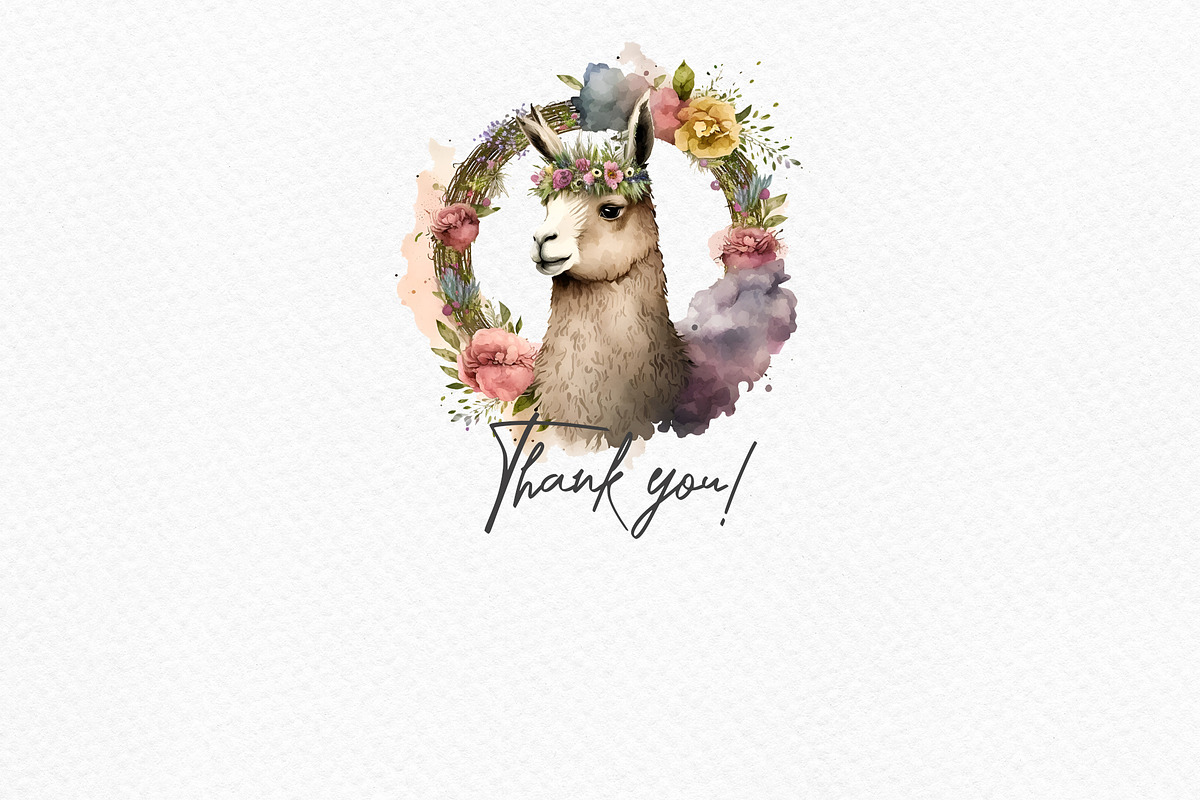 Watercolor wreath with alpaca flower, an Animal Illustration by Julia Bogdan (Photo 4 of 4)