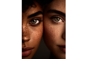 A close-up shot of the faces of two, a Beauty & Fashion Photo by ZinetroN