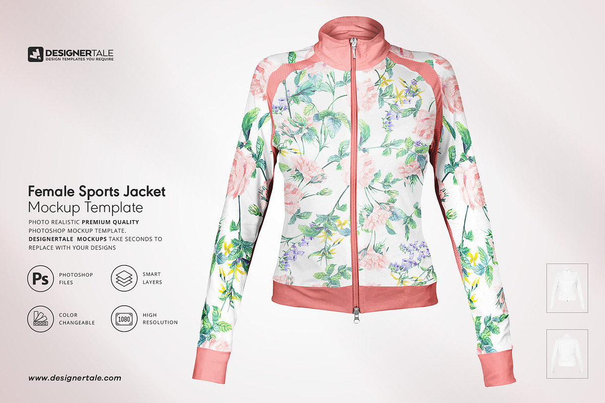 Female Fitness Jacket Mockup, a Hoody Mockup by Designertale (Photo 1 of 7)