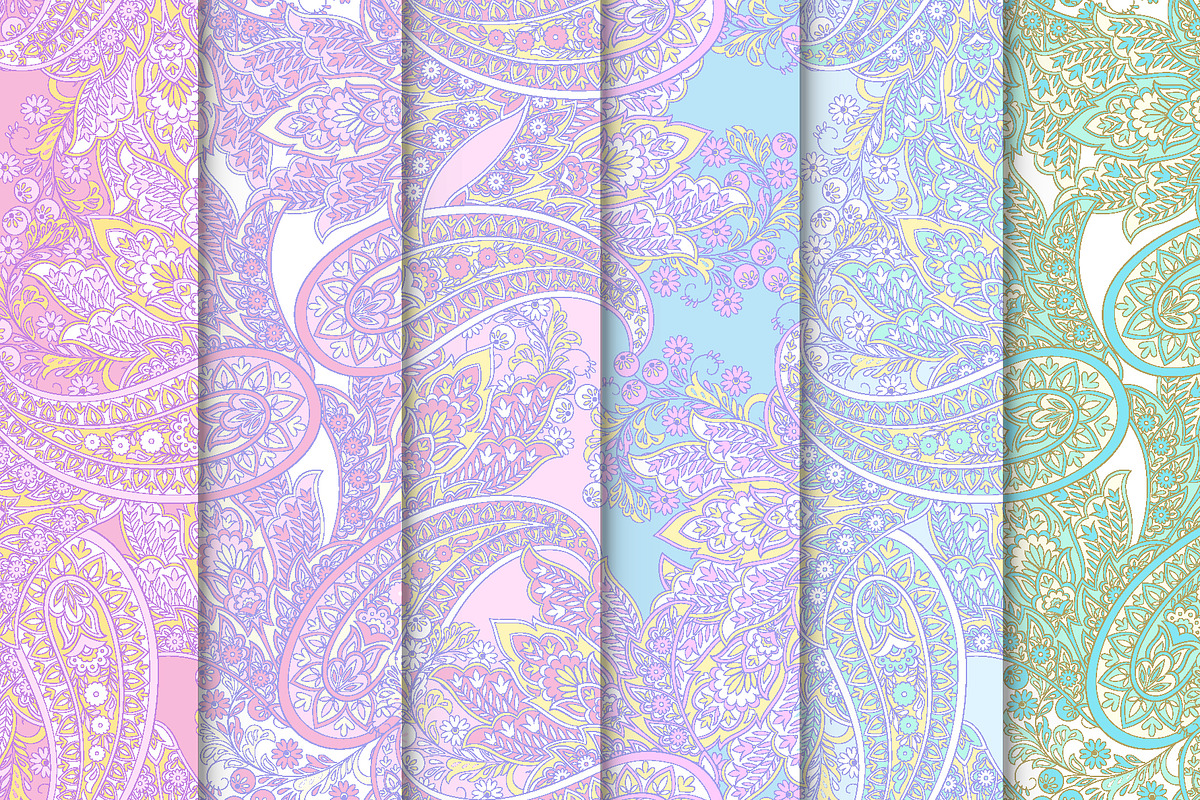 6 Fabric paisley patterns, a Pattern Graphic by antalogiya (Photo 1 of 7)