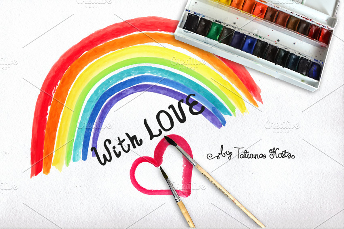 80 Watercolor Vector brushes preview 5