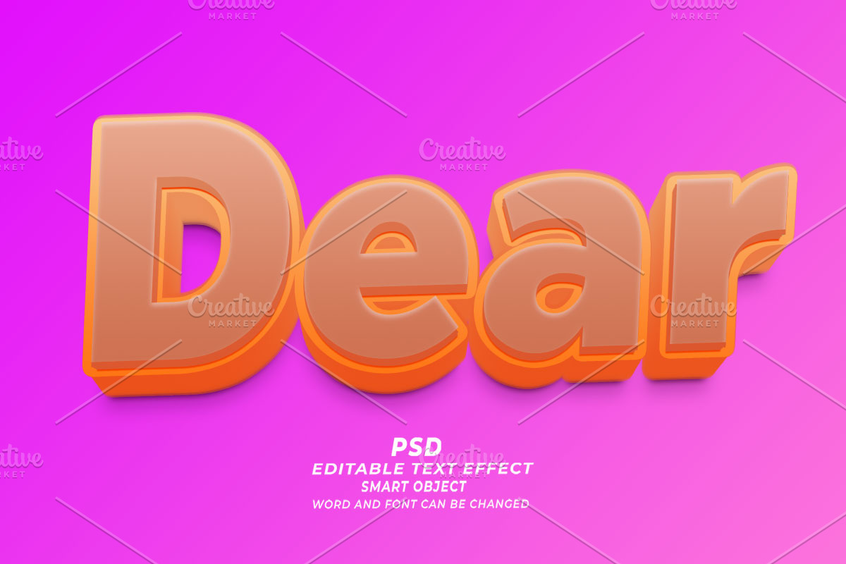 Dear PSD 3D Editable Text Effect, a Layer Style Add-On by TrueVector (Photo 1 of 2)