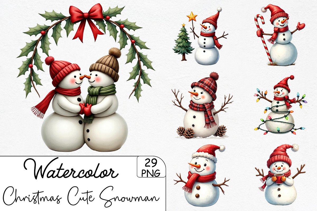 Christmas Cute Snowman Sublimation, an Illustration by CrexoraLab (Photo 1 of 5)