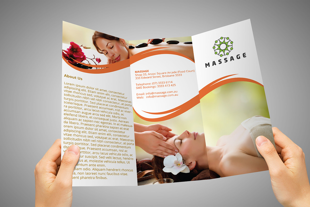 MASSAGE BROCHURE, FLYER & B.CARD SET, a Brochure Template by Sajida Salim (Photo 3 of 6)