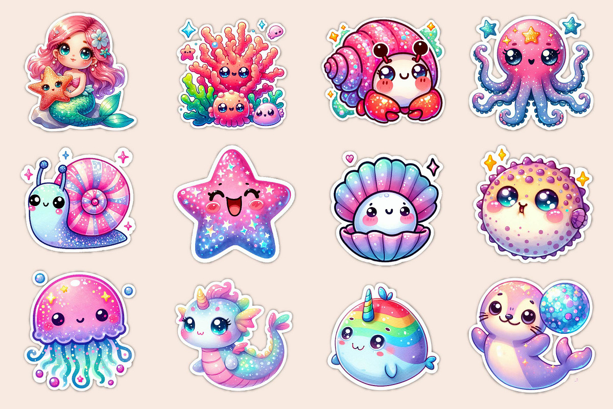 Kawaii Sea Animals Clipart, Stickers, an Icon by Dream Creation (Photo 2 of 5)