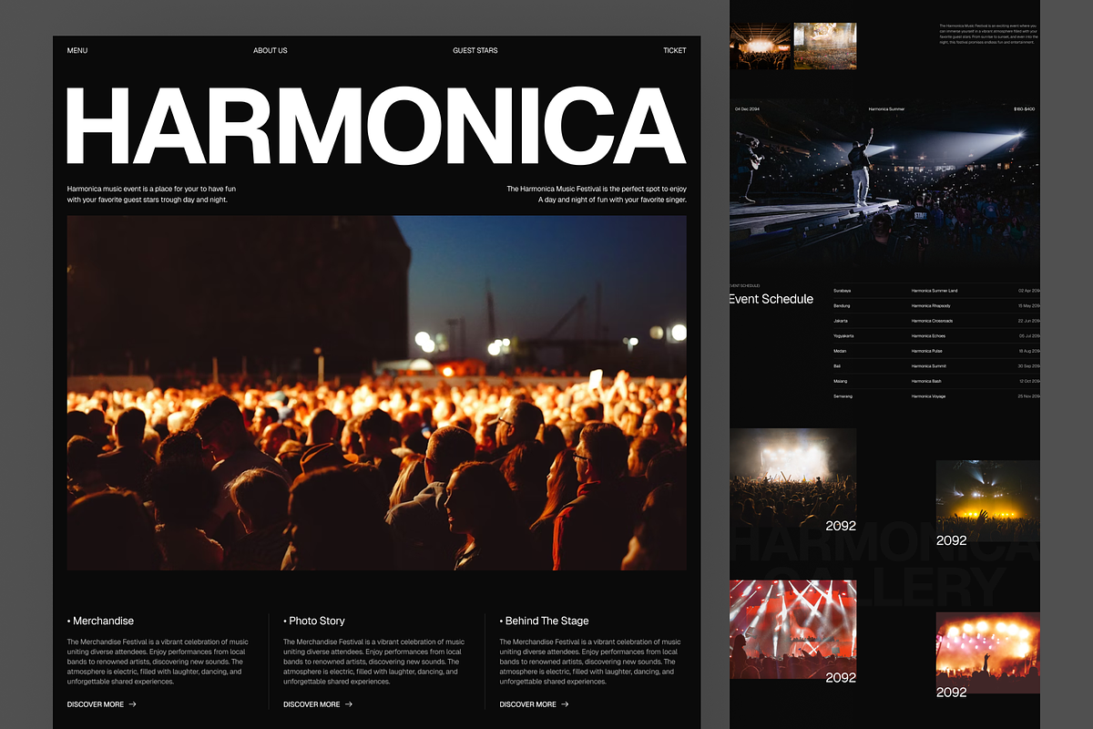 HARMONICA - Event Website, an UI Kit Template by Sans Design