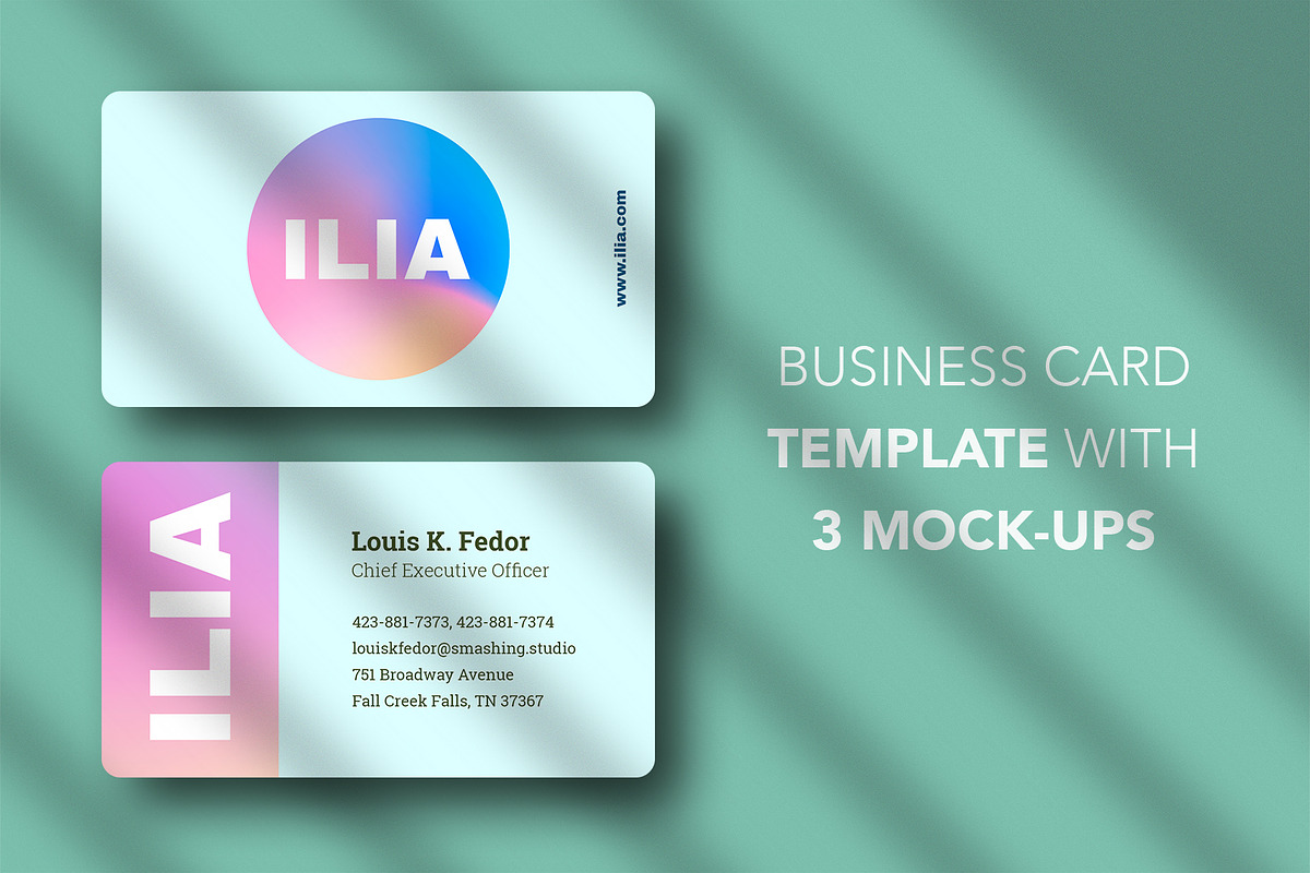 Business card Template & 3 Mock-up, a Business Card Template by Smashing_Studio (Photo 1 of 4)