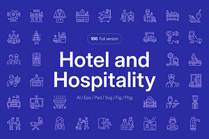 Hotel and Hospitality Icon Set, an Outline Icon by Prosymbols