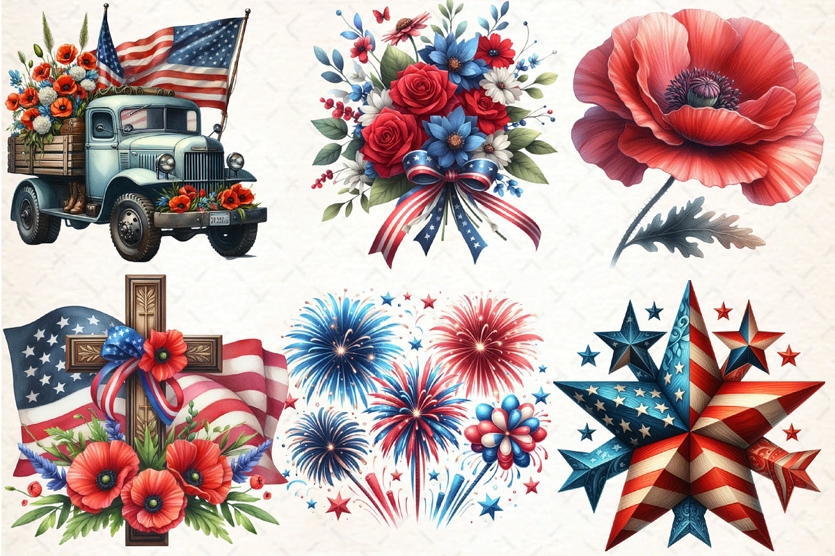 Memorial Day Sublimation Clipart, an Illustration by DreamCafeArt (Photo 2 of 5)