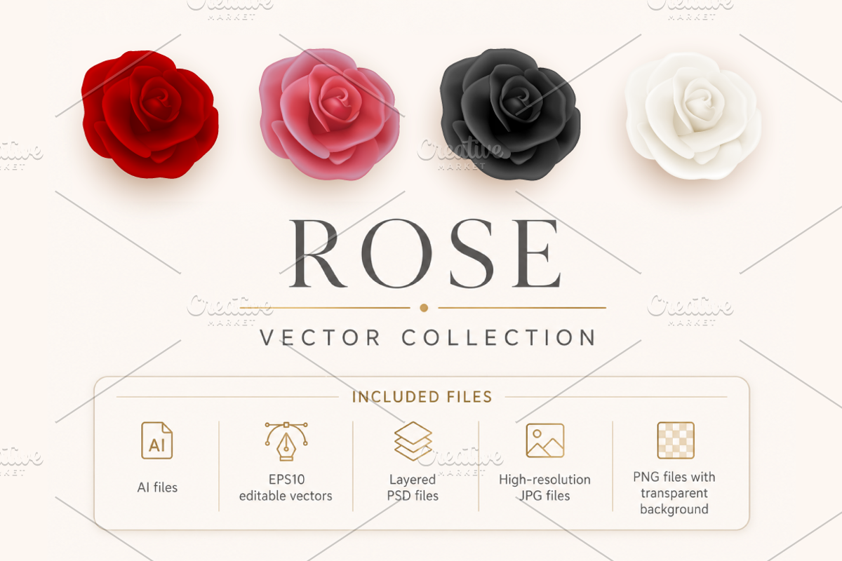 Rose. Vector Set., an Object Graphic by Gomolach (Photo 1 of 6)