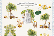 Watercolor Mediterranean summer life, a Decorative Illustration by Pamyatka Shop (Thumbnail 18 of 25)